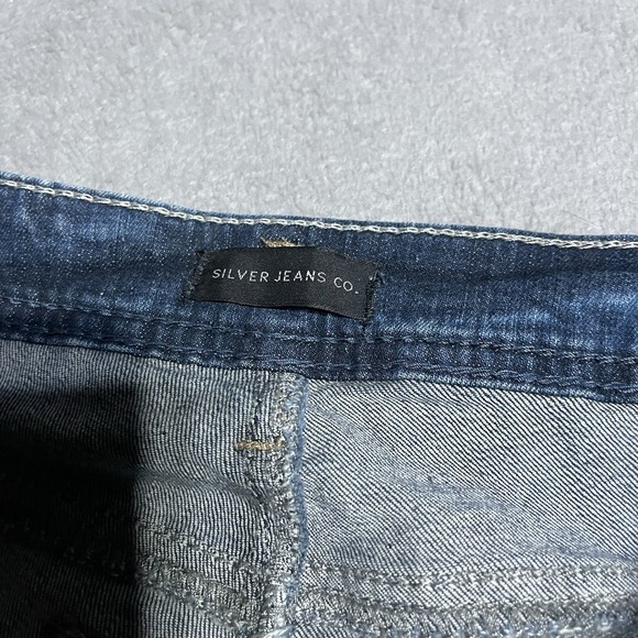 Silver Girlfriend Jeans‎ Womens 29 Blue Denim Super Stretch Whiskered Skinny - Picture 4 of 6